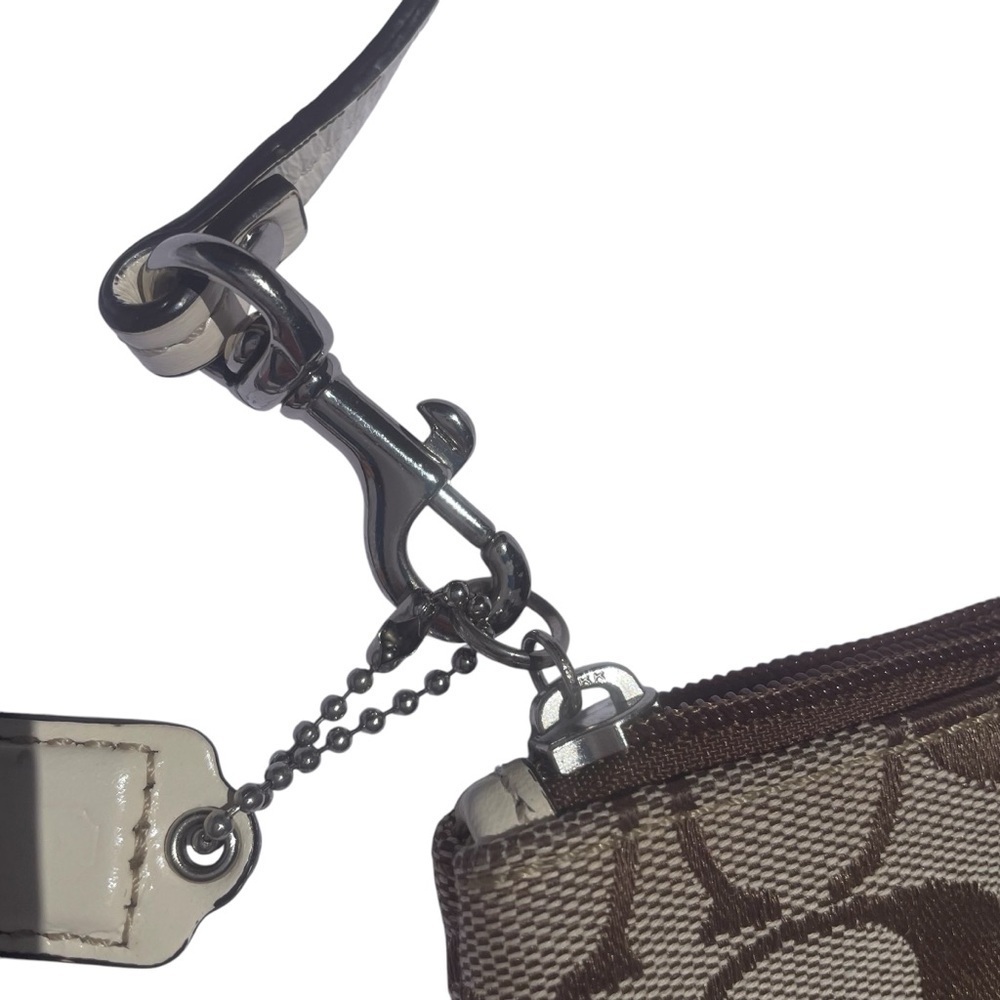 Coach Wristlet Coin Purse Cream and Brown Canvas - Picture 3 of 10